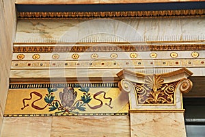 Polychrome Details on the National Academy of Arts in Athens, Greece photo