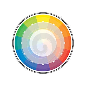 Polychrome Multicolor Spectral Rainbow Circle of 12 segments. The spectral harmonic colorful palette of the painter. photo