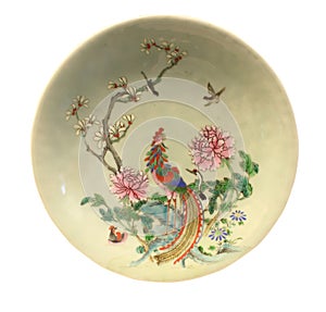 Polychrome plate with birds