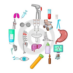 Polyclinic icons set, cartoon style photo