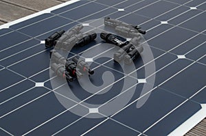Polycrystalline flexible solar panel for yacht. Connectors for connecting the solar panel