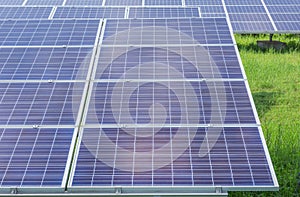 Polycrystalline silicon solar cells or photovoltaic cells in solar power plant station