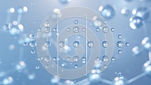 polydimethylsiloxane molecular structure 3d, flat model, silicon, structural chemical formula view from a microscope