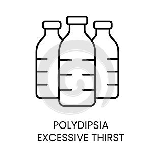 Polydipsia Excessive thirst, symptom in diabetes vector line icon with editable stroke