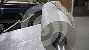 Polyethylene bag roll in production