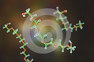 Polyethylene glycol, hexaethylene glycol molecule, 3D illustration