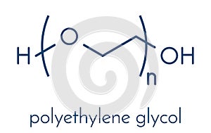 Polyethylene glycol PEG, chemical structure. Forms of PEG are used as laxatives, excipients, etc. Skeletal formula.