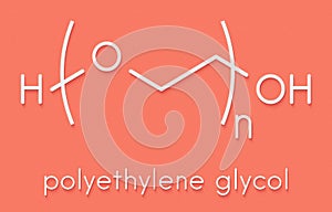 Polyethylene glycol PEG, chemical structure. Forms of PEG are used as laxatives, excipients, etc. Skeletal formula. photo