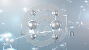 polyethylene molecular structure, 3d model molecule, polythene, structural chemical formula view from a microscope