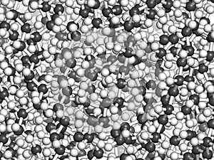 Polyethylene (PE, polythene, polyethene) plastic, chemical structure - detail.