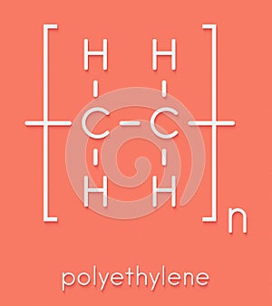 Polyethylene PE, polythene, polyethene plastic, chemical structure. Skeletal formula.