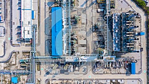 Polyethylene plant in the industrial park, Aerial view polyethylene industry