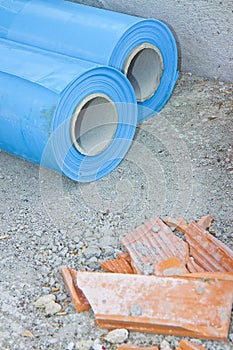 Polyethylene protection vapour barrier to restrict the passage o