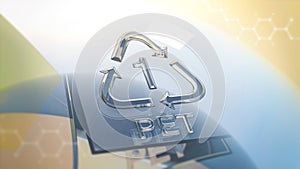 polyethylene terephthalate PET plastic recycle symbol medical background photo