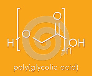 Polyglycolide PGA biodegradable polymer. Used in absorbable sutures. Skeletal formula.