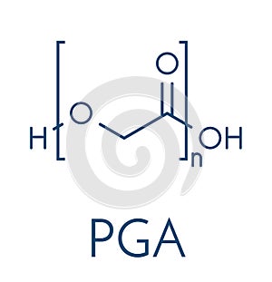 Polyglycolide PGA biodegradable polymer. Used in absorbable sutures. Skeletal formula.