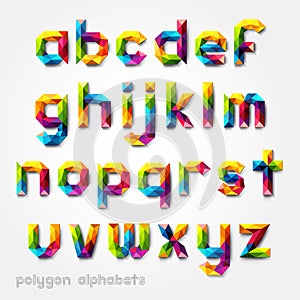 Polygon alphabet colorful font style.