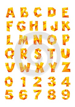 Low poly alphabet colorful font style