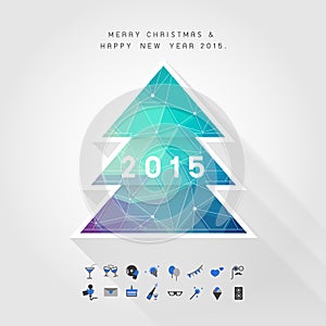 Polygon christmas tree on merry christmas & happy new year 2015