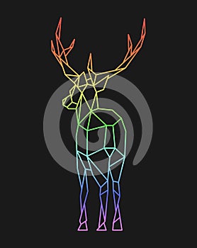 Polygon deer. Low poly animal. Geometric logo icon. Rainbow color