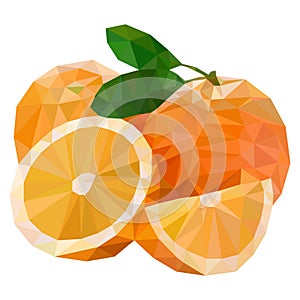 Polygon fruit. Abstaract orange on white background. Vector illustration