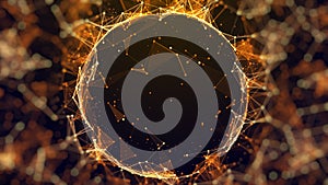 Polygon glitter gold background.