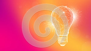 Polygon idea light bulb on multicolored background