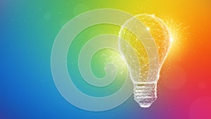 Polygon idea light bulb on multicolored background