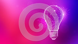 Polygon idea light bulb on multicolored background