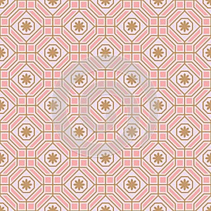 Polygon line flower pastel symmetry seamless pattern