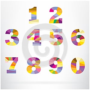 Polygon number alphabet colorful font style