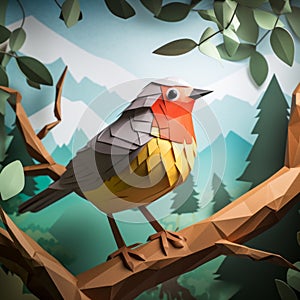 Polygon Robin Paper Craft: Simple And Eye-catching Diy Perched Bird Design