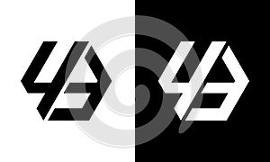 43 polygon shape modern unique number logo