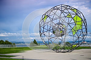 Polygon shaped metallic sculpture, Oslo Norway