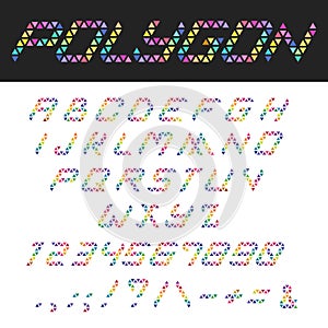 Polygon triangles font vector. Letters numbers