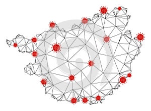 Polygonal 2D Mesh Vector Guangxi Zhuang Region Map with Coronavirus