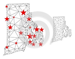 Polygonal 2D Mesh Vector Rhode Island State Map with Stars