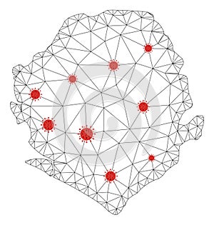 Polygonal 2D Mesh Vector Sierra Leone Map with Coronavirus