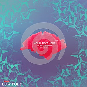 Polygonal Abstract background. Low poly, molecule and communication with connected dots, lines. Vector Illustration