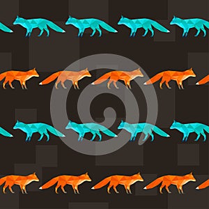Polygonal abstract fox seamless pattern background