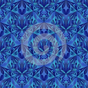 Polygonal abstract seamless blue geometrical floral pattern background