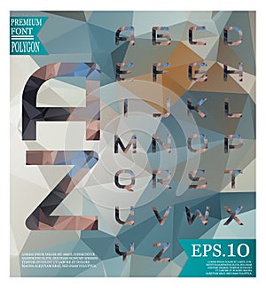 Polygonal alphabat font vector and background polygonal