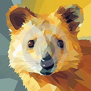 Polygonal Animal Face In Flat Brushwork Style