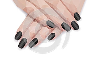 A polygonal arm pattern for manicure of female hellac black