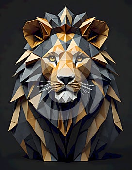 Polygonal Artistry in Geometric Style Lion, generated with AI