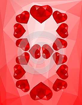 Polygonal background March 8 from hearts