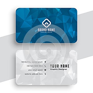 Polygonal blue modern ready business card template