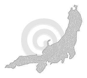 Polygonal Carcass Mesh High Detail Raster Map of Honshu Island Abstractions