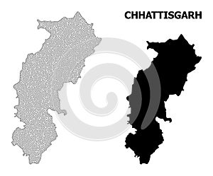 Polygonal Carcass Mesh High Detail Vector Map of Chhattisgarh State Abstractions