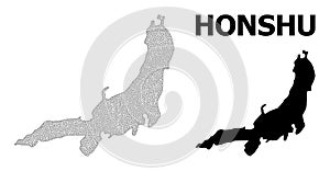 Polygonal Carcass Mesh High Detail Vector Map of Honshu Island Abstractions